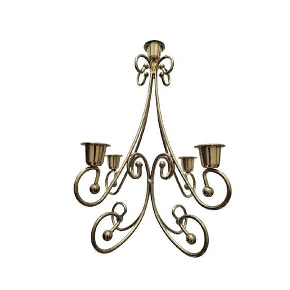Vintage Home Interiors MCM Brass Plated Candle Holder Candelabra Centerpiece - Picture 1 of 15
